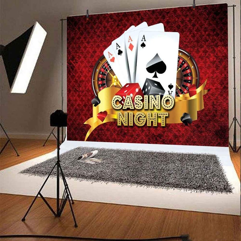 FHZON Casino Night Backdrop for Party Photography FHZON 10x7ft Poker Roulette Photography Background Themed Party Wallpaper YouTube Backdrops Photo Booth Props LSFH386 - Image 3